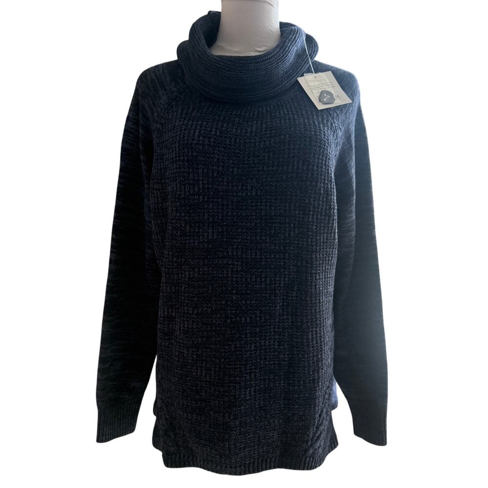 NWT Croft & Barrow XL Navy Blue Cowl Neck Tunic Sweater Cotton Blend Winter Fall
